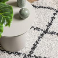 VidaXL Vloerkleed pamplona shaggy hoogpolig 120x120 cm crème en zwart - thumbnail