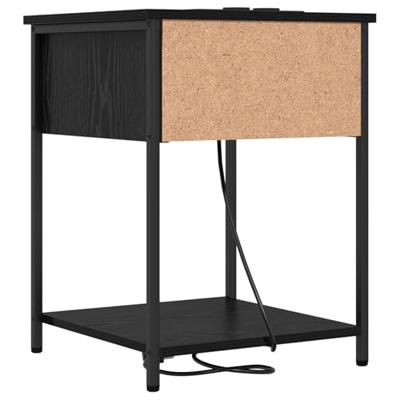 Nachtkastje met lade Zwart eiken 42 x 41 x 56 cm Bewerkt hout