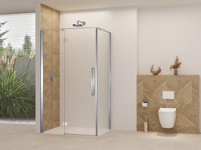 Nisdeur Van Rijn Products ST07 Voor Hoekcabine 140x200 cm 8 mm Helder Glas Incl. Beslag, Greep en Stabilisatiestang Chroom