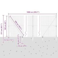 VidaXL Hek met paal grijs 1,6 x 10 m staal en pvc - thumbnail