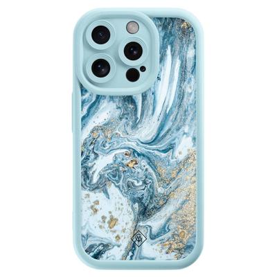 iPhone 14 Pro blauwe case - Marble sea