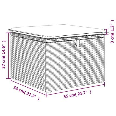 4-delige Loungeset met kussens poly rattan bruin - thumbnail