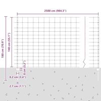 VidaXL Hek met paal zilver 1,4 x 25 m staal - thumbnail