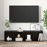 TV-kast met opslag 2 pcs Zwart 37 x 35 x 37 cm Bewerkt hout - thumbnail