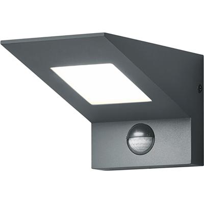 LED Tuinverlichting met Bewegingssensor - Buitenlamp - Trion Nilsona - Wand - 8W - Warm Wit 3000K - Vierkant - Mat Antraciet - Aluminium
