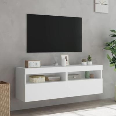 Tv-wandmeubels met LED-verlichting 2 st 60x30x40 cm wit Tv-wandmeubels met LED-verlichting 2 st 60x30x40 cm wit