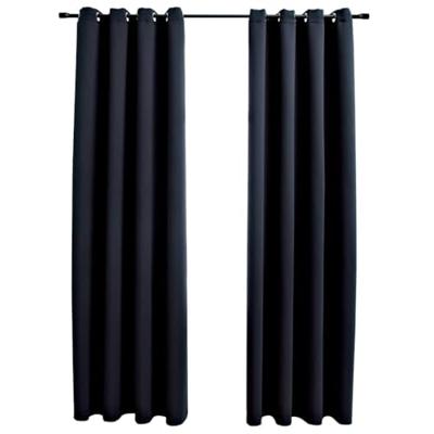 VidaXL Gordijn verduisterend met metalen ringen 2 st 140x245 cm zwart