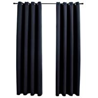 VidaXL Gordijn verduisterend met metalen ringen 2 st 140x245 cm zwart - thumbnail