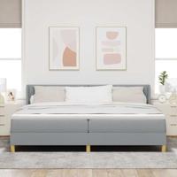 Boxspringbed met Matras Lichtgrijs 200 x 200 cm Stof - thumbnail
