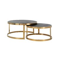 Richmond Salontafel 'Blackbone' Eiken en staal, Set van 2 stuks, kleur Zwart / Goud - thumbnail