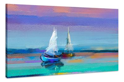 Schilderij - Zeilboten Abstract, Print op Canvas, Multikleur, Premium Print