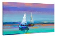 Schilderij - Zeilboten Abstract, Print op Canvas, Multikleur, Premium Print - thumbnail