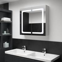 Badkamerkast met spiegel en LED 80x12,2x68 cm - thumbnail
