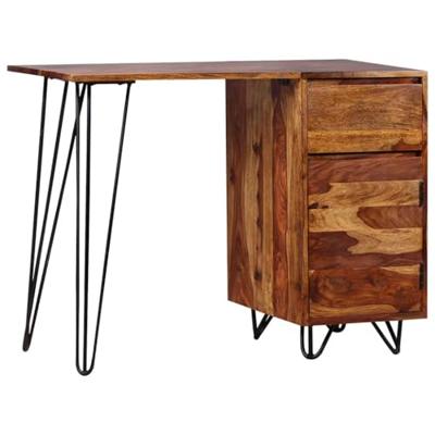 vidaXL Schrijftafel met 1 lade en 1 kastje massief sheeshamhout