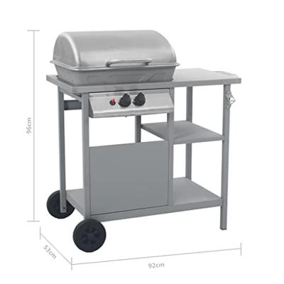 Gasbarbecue met 3-laags zijtafel zwart en zilverkleurig