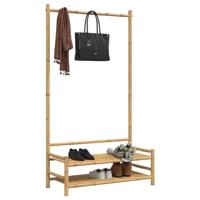 Kledingrek met schappen 103x40x183 cm bamboe - thumbnail