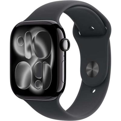 Apple Watch Series 11 GPS + Cellular 46 mm Aluminium kast Sport Band Zwart M/L