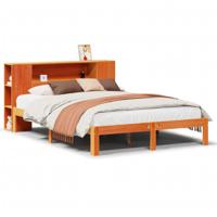 Bed met boekenkast zonder matras grenenhout wasbruin 135x190 cm - thumbnail