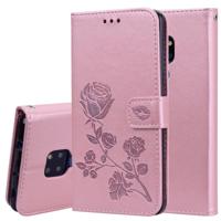 Rose reliëf horizontale Flip PU lederen draagtas voor Huawei mate 20 met houder & kaartsleuven & portemonnee (Rose goud) - thumbnail