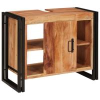 Wastafelonderkast 71 x 33 x 58 cm Massief Acaciuhout, Ijzer - thumbnail