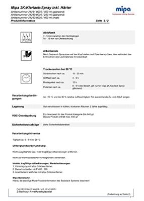 Mipa transparante lakken 2k clear paint spray 250m high gloss