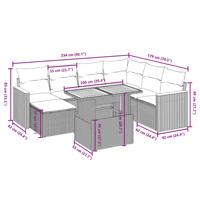 8-delige Loungeset met kussens poly rattan zwart - thumbnail