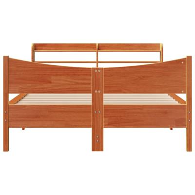Bedframe met hoofdbord massief grenenhout wasbruin 180x200 cm