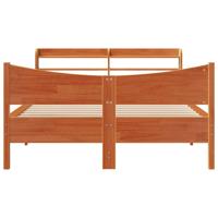 Bedframe met hoofdbord massief grenenhout wasbruin 140x190 cm - thumbnail
