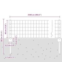 VidaXL Hek met paal zilver 1 x 25 m staal - thumbnail