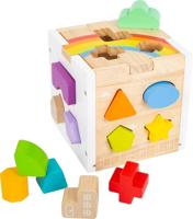 Small Foot - houten vormenstoof kubus regenboog, - thumbnail