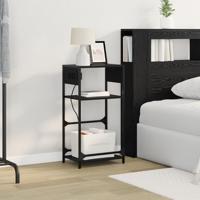 Nachtkastje met lade Zwart eiken 40 x 27 x 76 cm Bewerkt hout - thumbnail