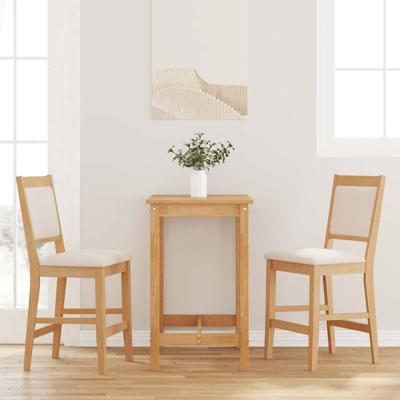 Barkrukken met kussens 2 stuks natuurlijk massief hout rubber