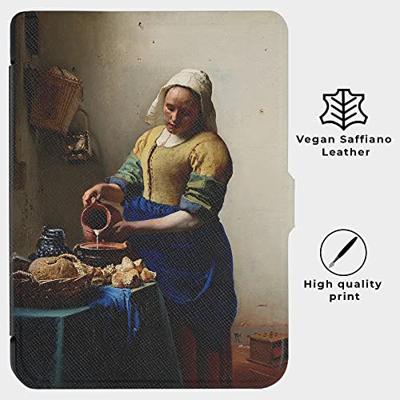 Lunso - Kobo Clara 2E hoes (6 inch) - Vegan Saffiano Leren sleep cover - Vermeer Melkmeisje