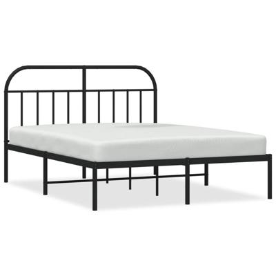 Bedframe met hoofdbord metaal zwart 140x200 cm