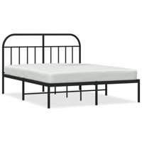 Bedframe met hoofdbord metaal zwart 140x200 cm - thumbnail