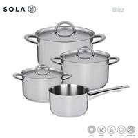 Sola Pannenset Blizz - RVS - Kookpan ø 16, 18, 20 cm & Steelpan ø 16 cm - Inductie geschikt - 4 Delig - thumbnail