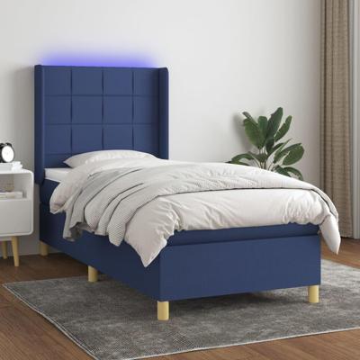 Boxspring met matras en LED stof blauw 100x200 cm