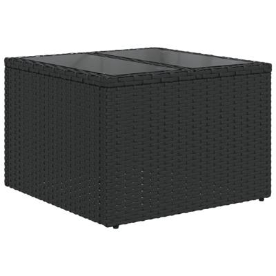 6-delige Loungeset met kussens poly rattan zwart - thumbnail