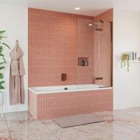 Crosswater Optix 10 Badwand - 90x150cm - 2-delig - rechts - 180graden - geborsteld brons OXBDHBZC0900R - thumbnail