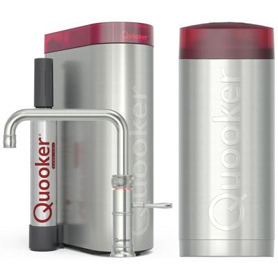 Quooker Classic Fusion Square Keukenkraan Set - Kokend Warm- en Koud Water - RVS - Inclusief COMBI+ Reservoir & CUBE - Direct Gekoeld Bruisend Water