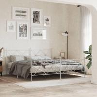 Bedframe met hoofd- en voeteneinde metaal wit 180x200 cm - thumbnail