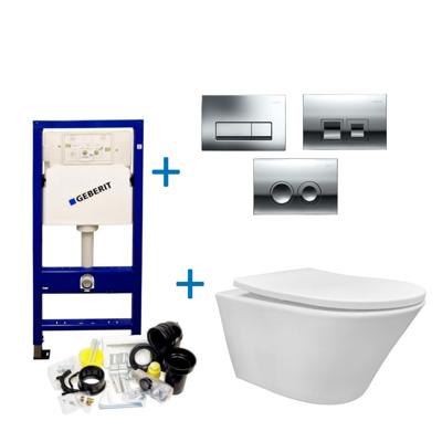 Geberit UP100 Toiletset set16 Wiesbaden Vesta Rimless Tornado met Delta Drukplaat Glanzend Wit