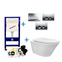 Geberit UP100 Toiletset set16 Wiesbaden Vesta Rimless Tornado met Delta Drukplaat Glanzend Wit - thumbnail