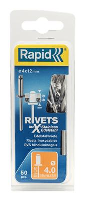 Rapid RVS klinknagel Ø4.0 x 12 mm - 5000394 Rapid RVS klinknagel Ø4.0 x 12 mm - 5000394