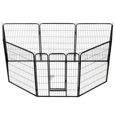 VidaXL Hondenren met 8 panelen 80x100 cm staal zwart - thumbnail