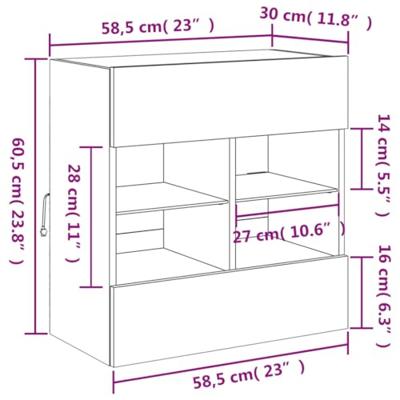 Tv-meubel met LED-verlichting 58,5x30x60,5 cm wit