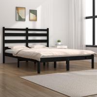 Bedframe massief grenenhout zwart 140x190 cm - thumbnail