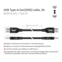 CLUB3D USB Type-A Gen2(10G) cable, 3A M/M 0.5m / 1.64 ft - thumbnail