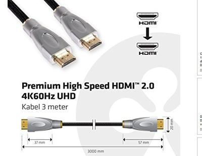 CLUB3D HDMI 2.0 High Speed Cable 3m UHD 4K/60Hz