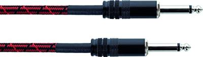 Cordial 14774 Jackplug Audio Aansluitkabel [1x Jackplug male 6,3 mm (mono) - 1x Jackplug male 6,3 mm (mono)] 7.50 m Zwart, Rood Textielmantel
